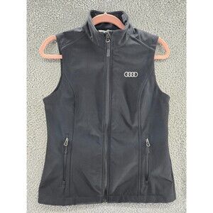 Audi Port Authority Vest Womens Small Black Embroidered Zip Luxury Car